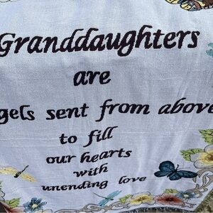 Embroidered Granddaughters Sent From Above Wall Hanging - Blue Text